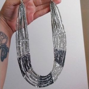 Silver and grey metallic Cleopatra style necklace